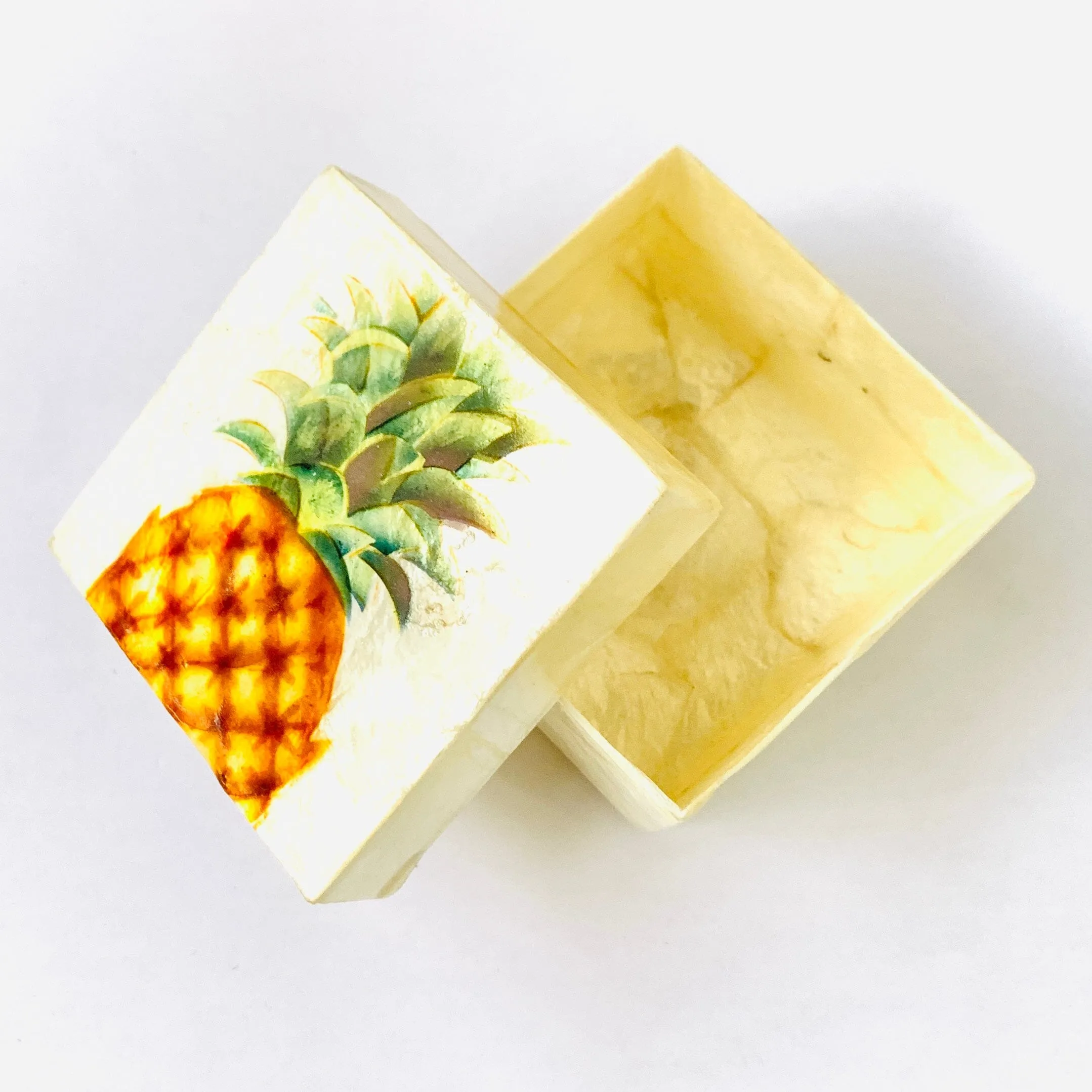 Capiz Shell Trinket Box 6, Pineapple