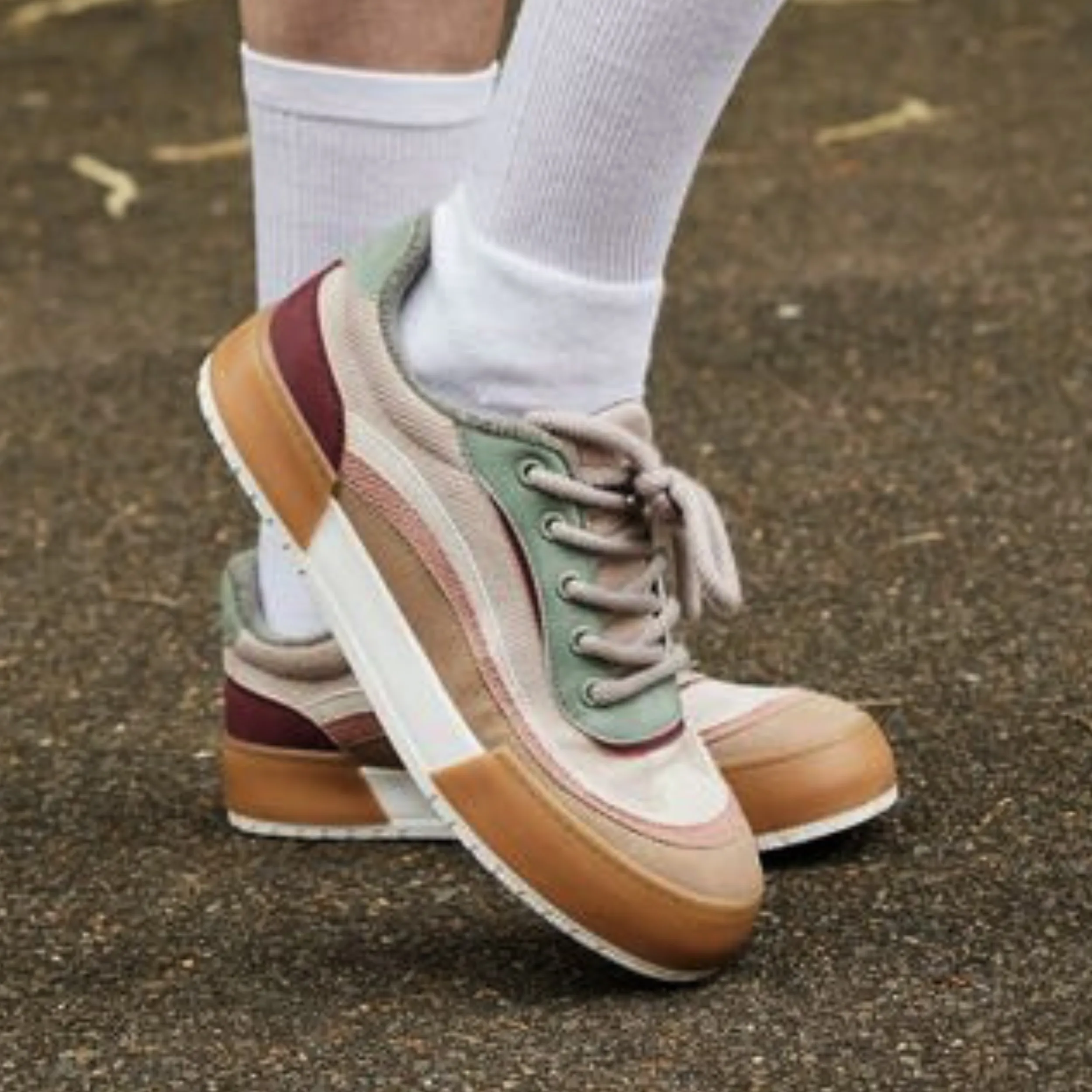 Carson Taupe Color Block Sneaker