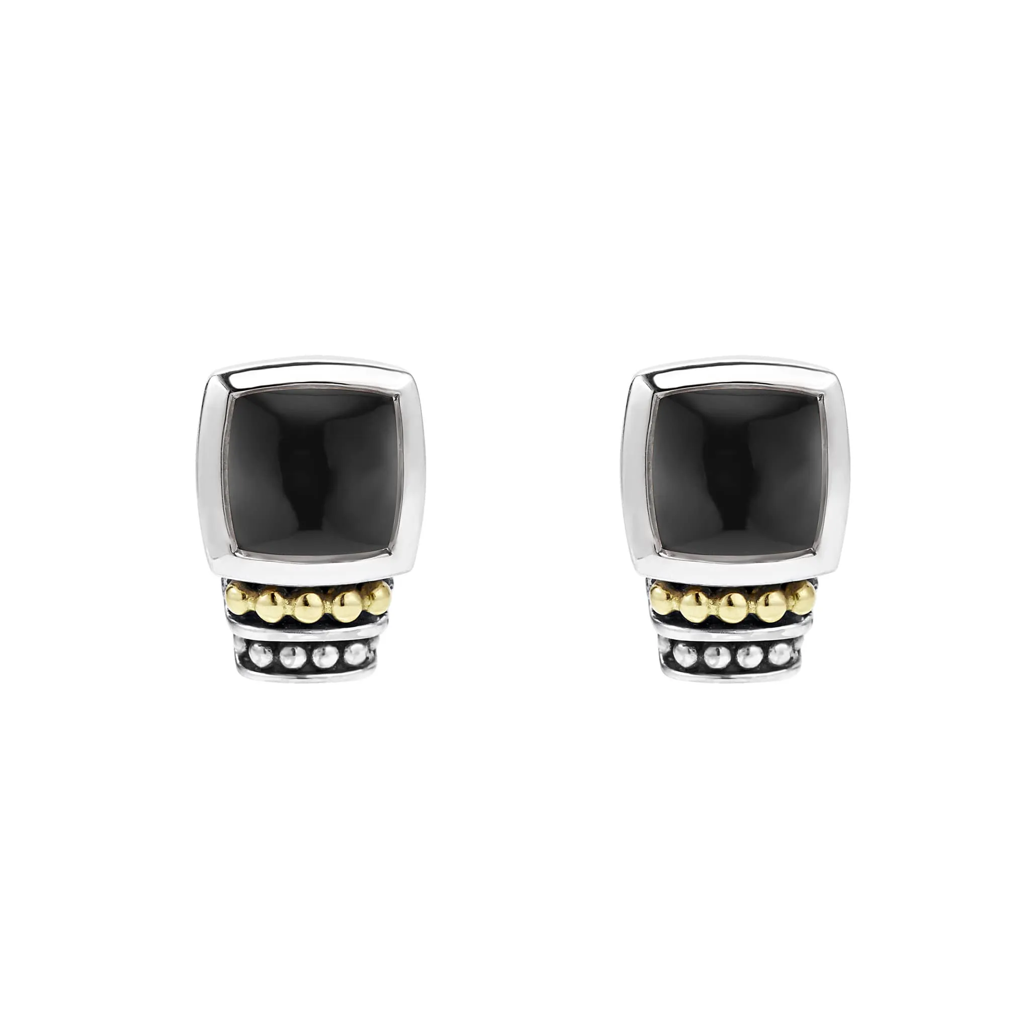 Caviar Color Bezel-Set Onyx Stud Earrings