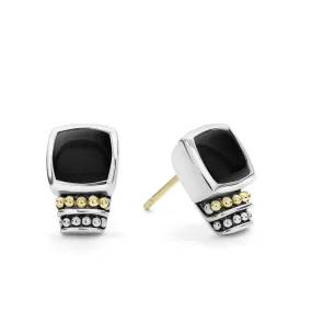 Caviar Color Bezel-Set Onyx Stud Earrings