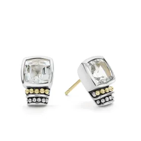 Caviar Color Bezel-Set White Topaz Stud Earrings