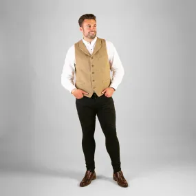 Collared Waistcoat, Gold Herringbone