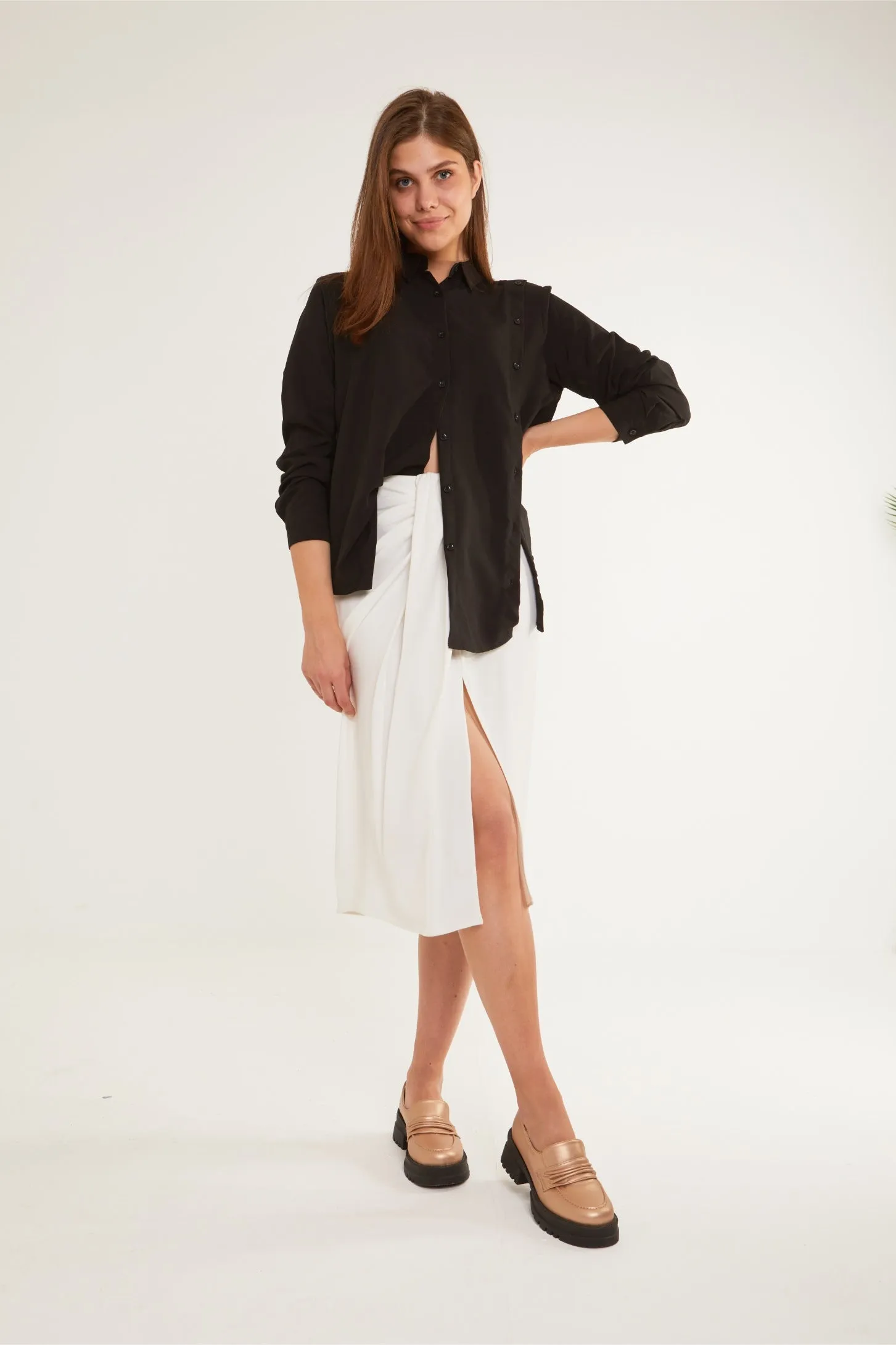 CUBA ASYMMETRIC SHIRT - BLACK