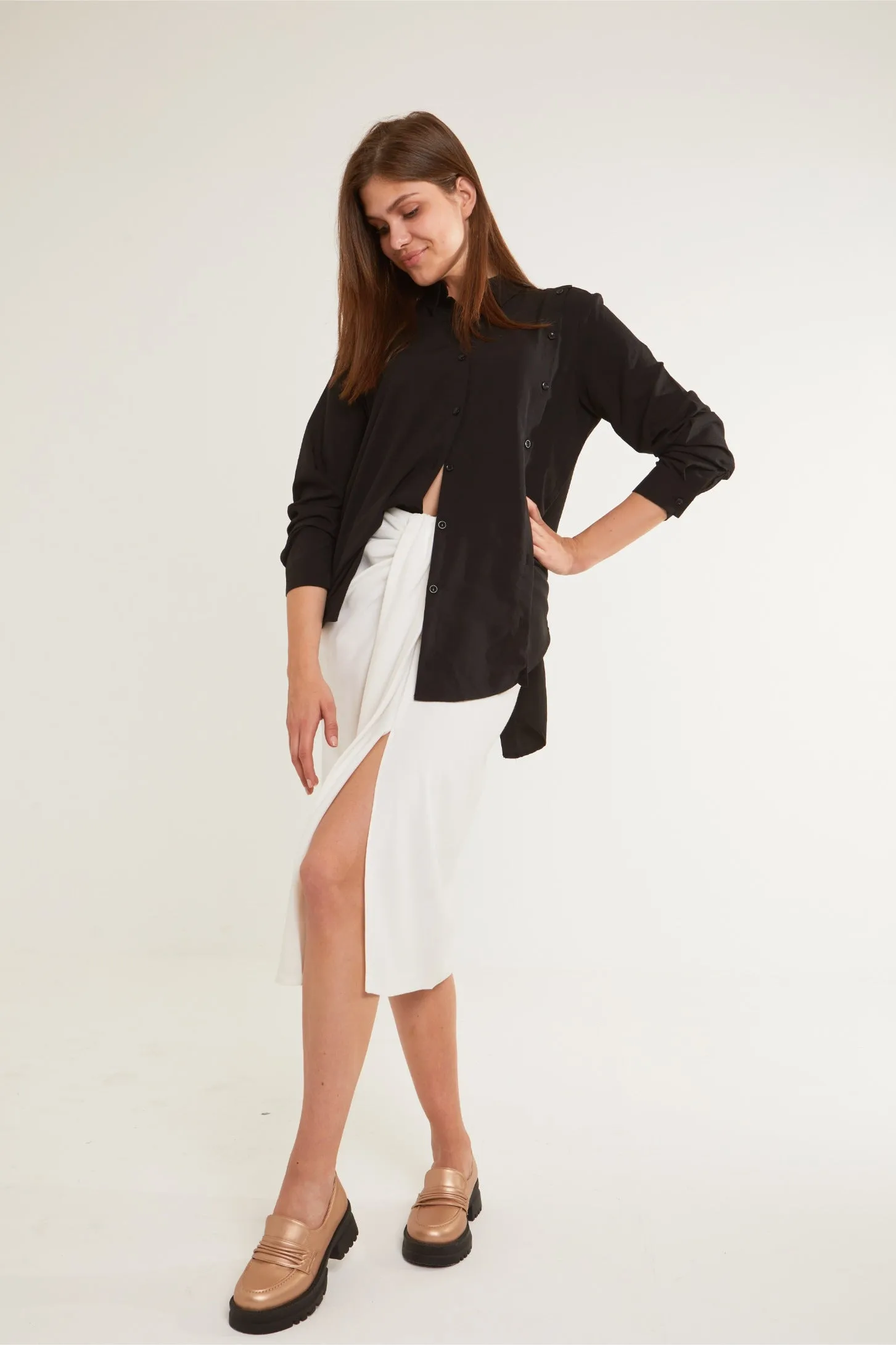 CUBA ASYMMETRIC SHIRT - BLACK