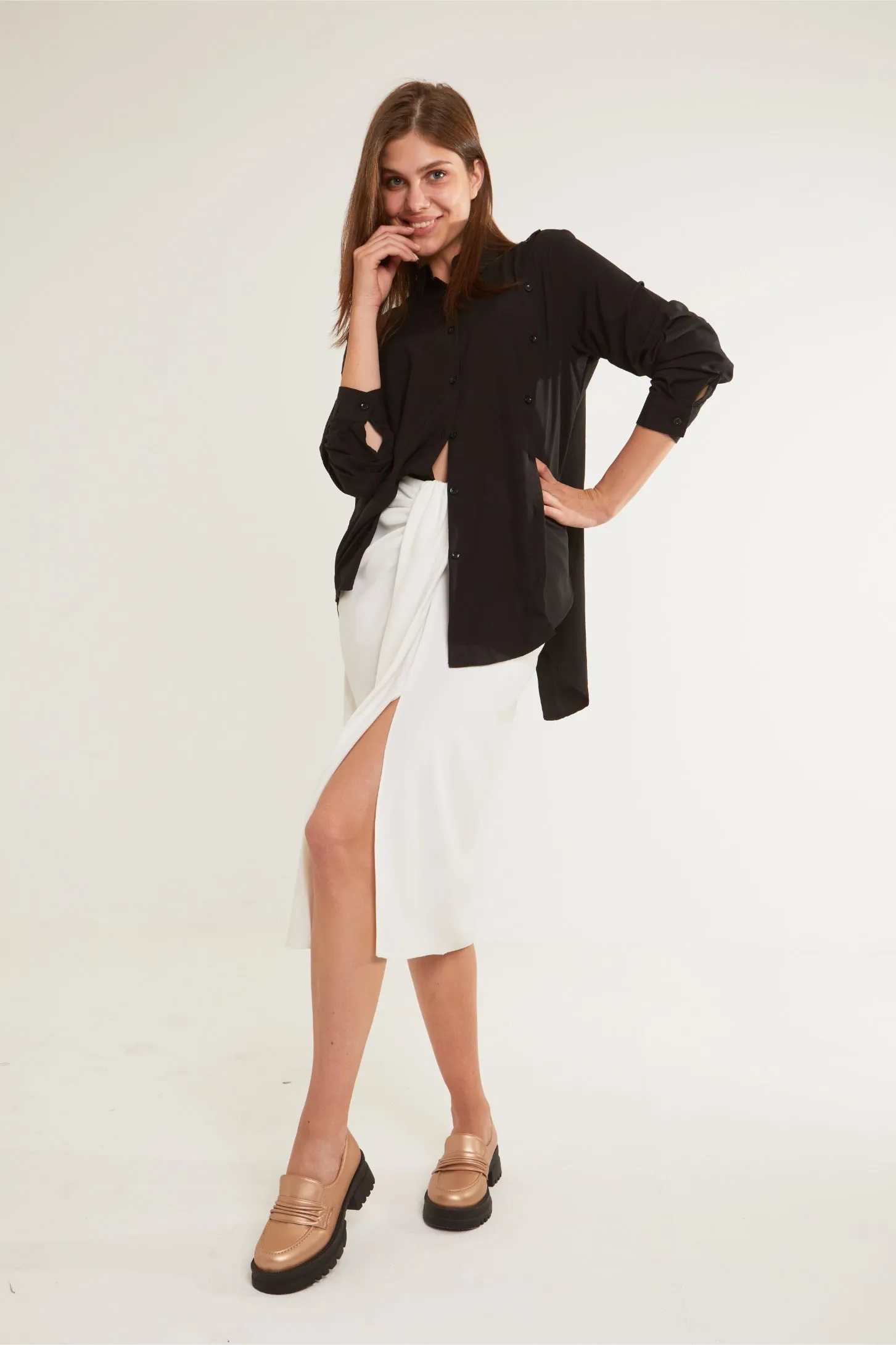 CUBA ASYMMETRIC SHIRT - BLACK