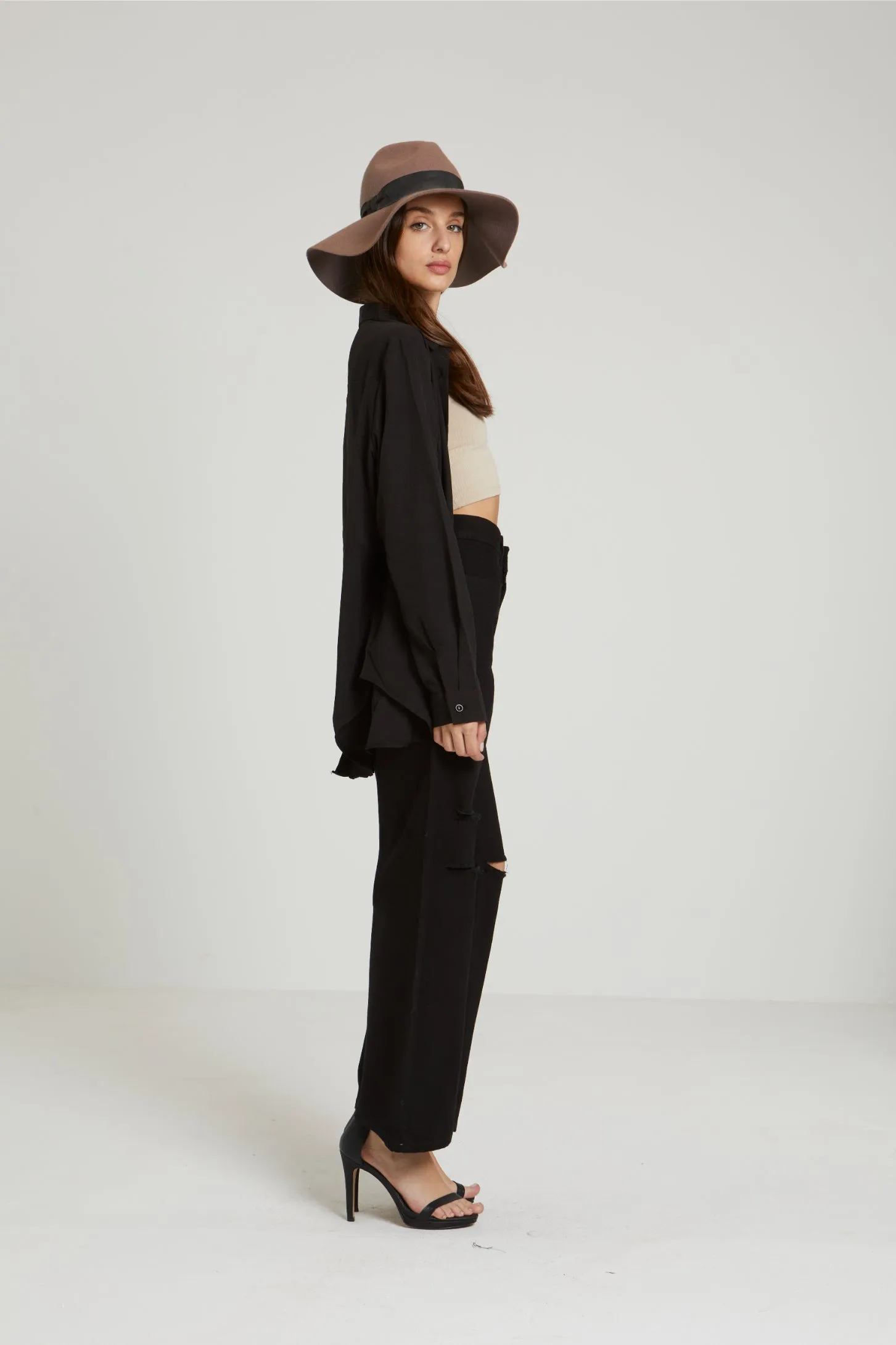 CUBA ASYMMETRIC SHIRT - BLACK