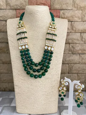 Designer Green Beads Necklace With kundan For Ladies By Gehna Shop