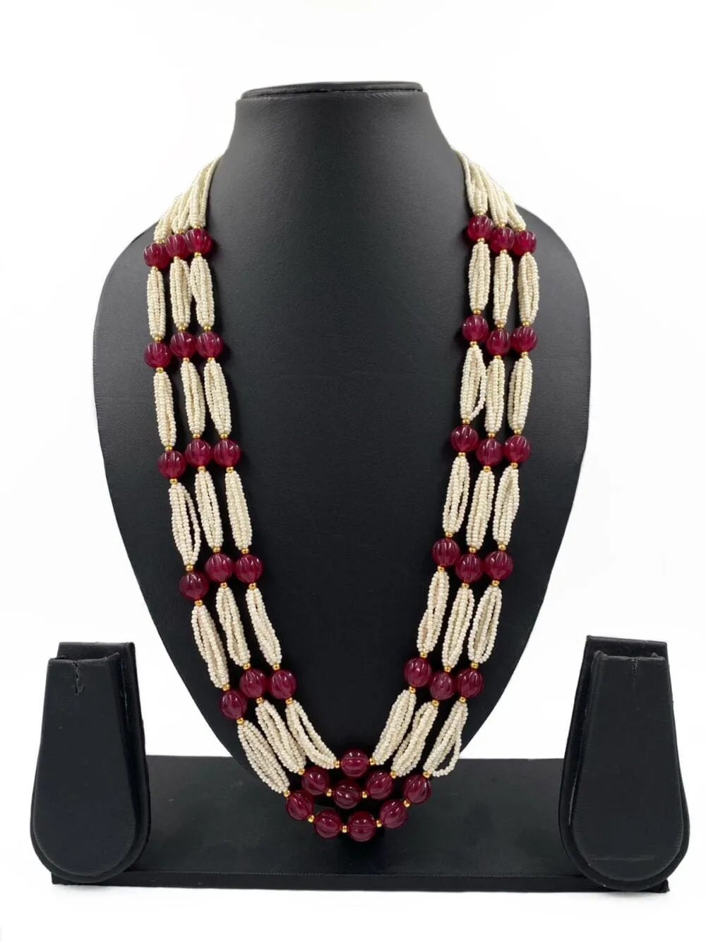 Designer Handcrafted Ruby And Pearls Beads Necklace For Women By Gehna Shop