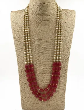 Designer Multi Layered Beaded Pearls And Stones Necklace Mala By Gehna Shop