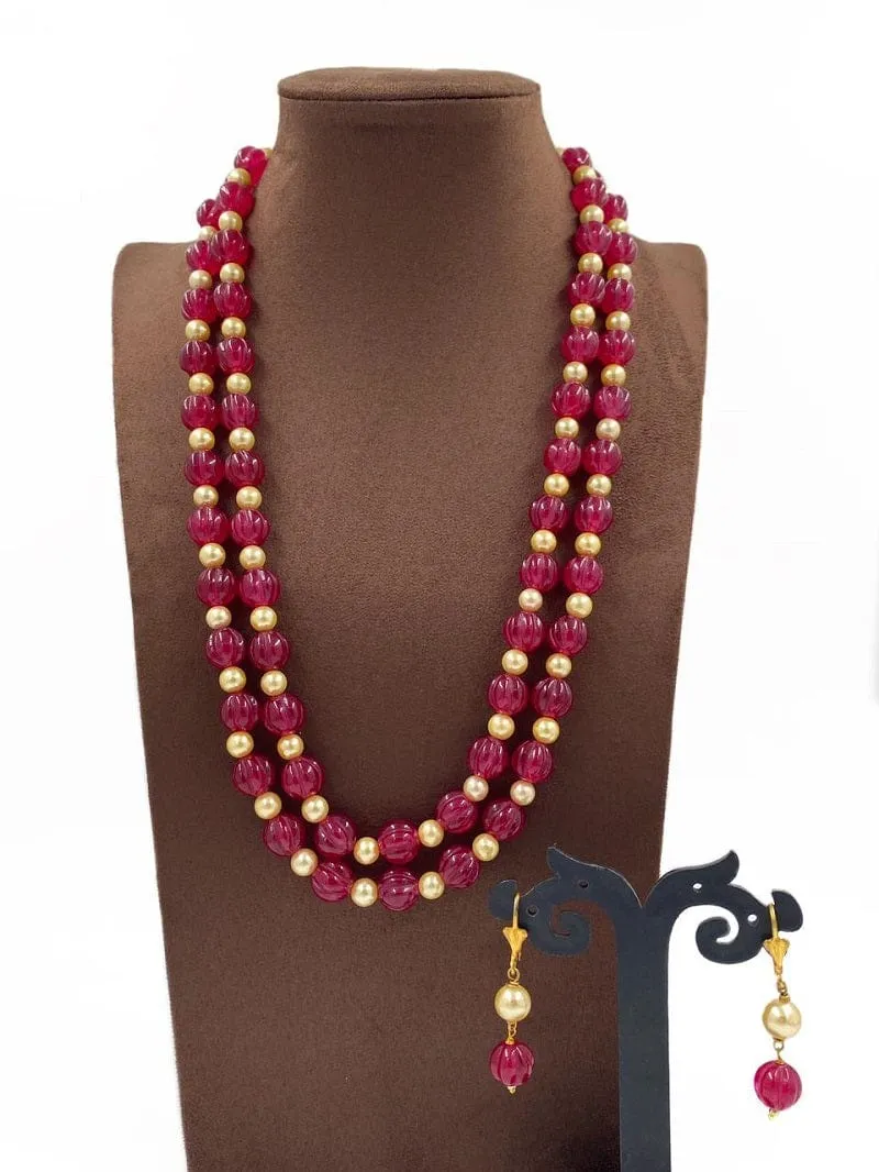 Designer Semi Precious Real Ruby Red Jade Beads Necklace By Gehna Shop