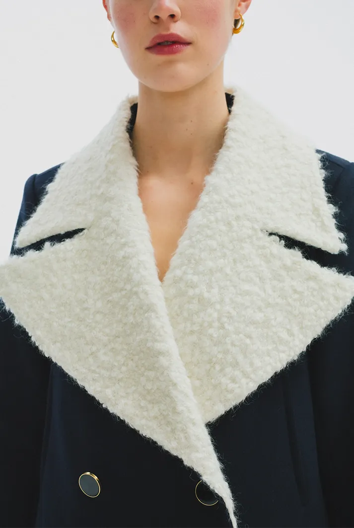 Double Breasted Coat with Oversized Alpaca Collar