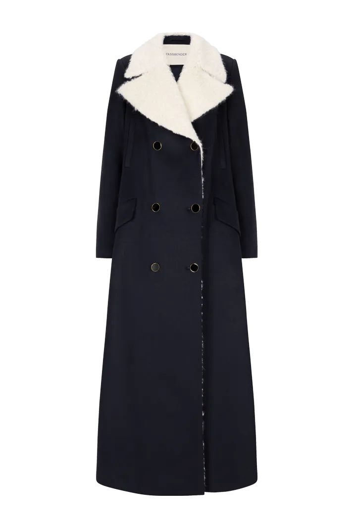 Double Breasted Coat with Oversized Alpaca Collar