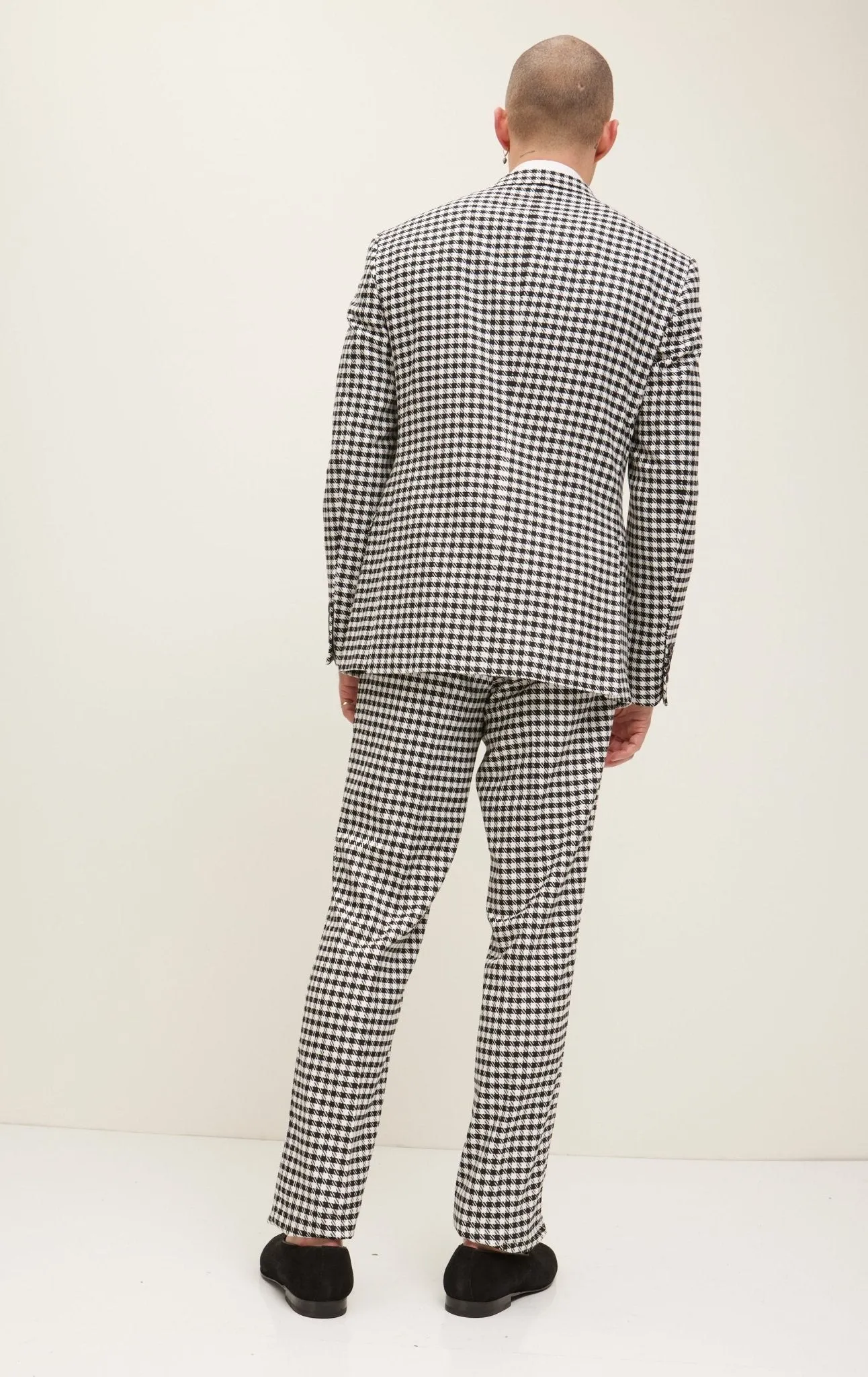 Double-Breasted Houndstooth Suit With Matching Pants