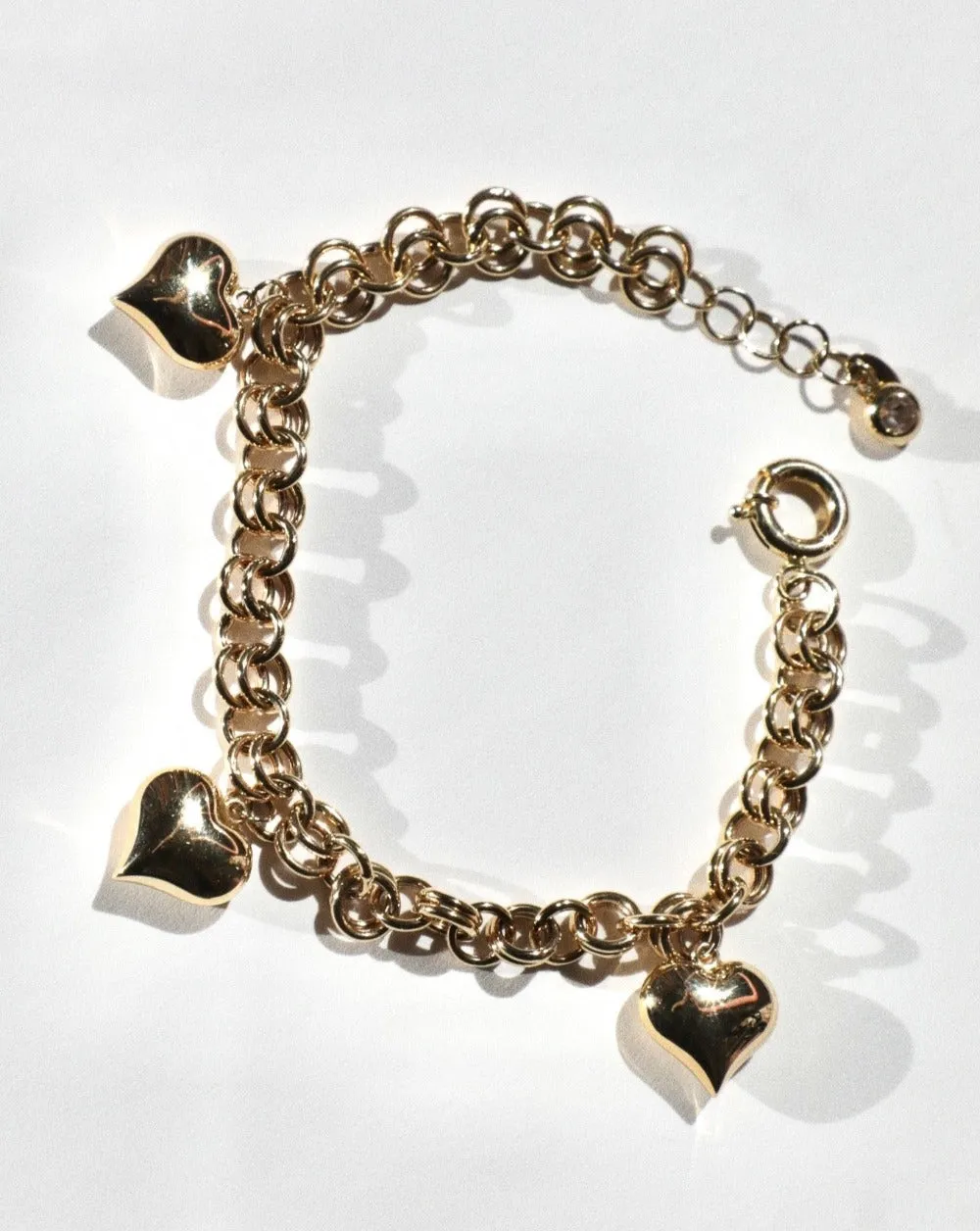 Edessa 14k Gold Heart Charm Bracelet