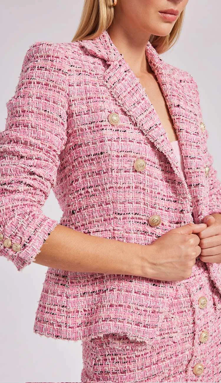 Eliza Tweed Blazer Pink Melange