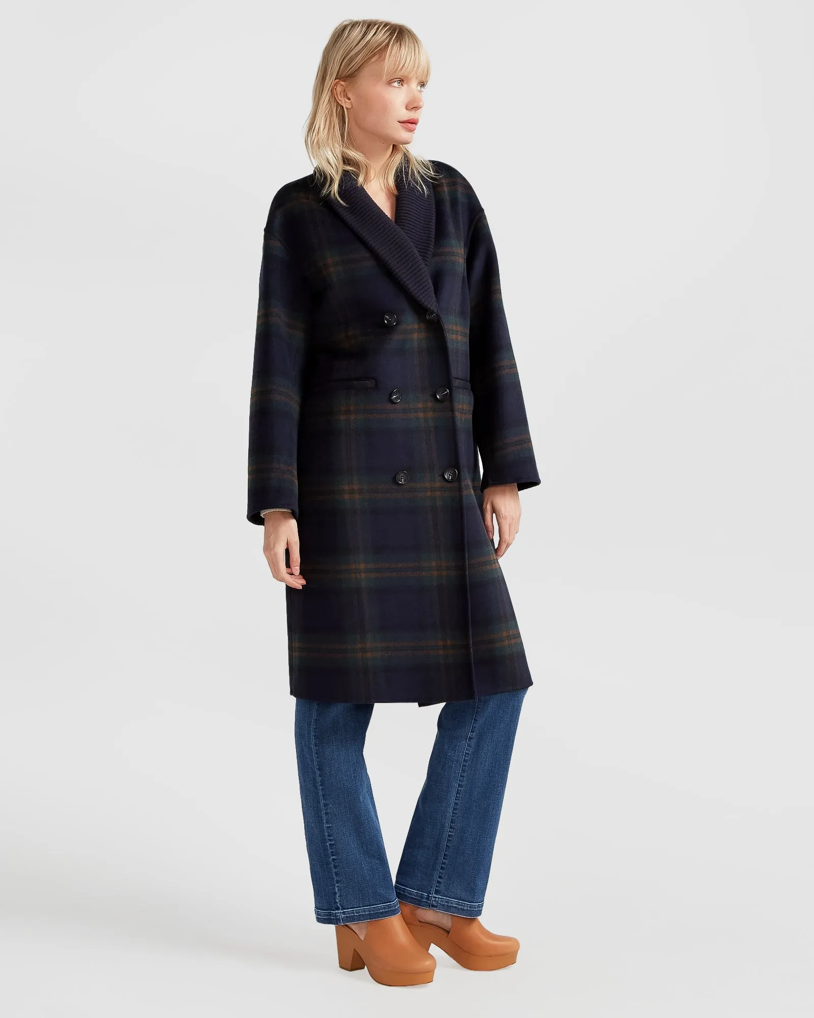 Empire State of Mind Collared Coat - French Navy