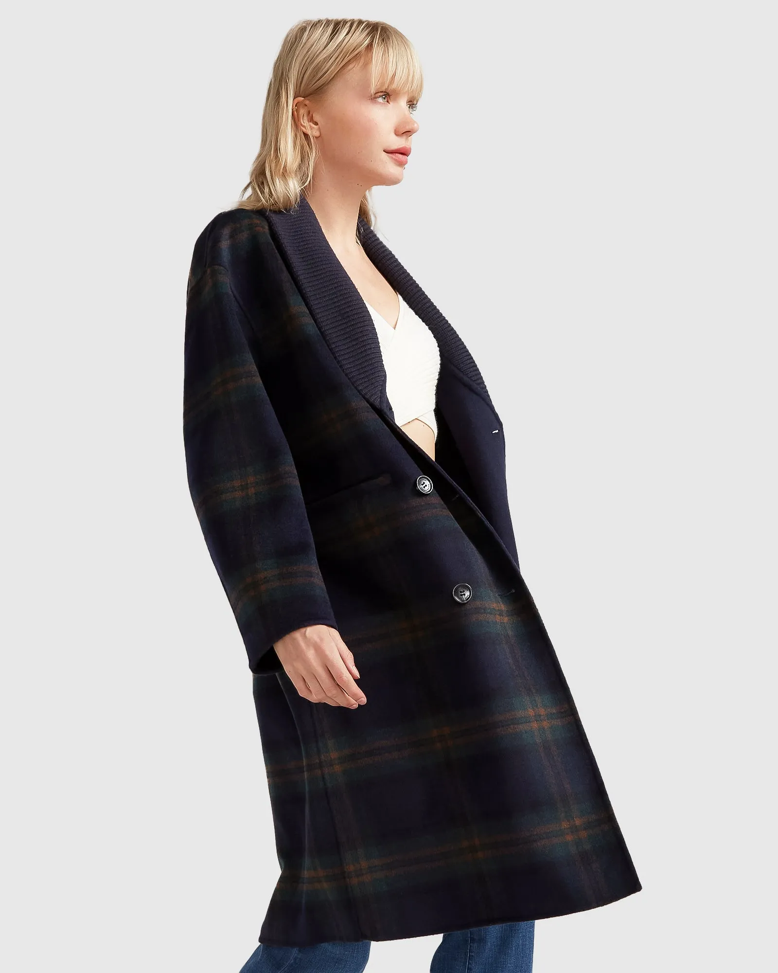 Empire State of Mind Collared Coat - French Navy