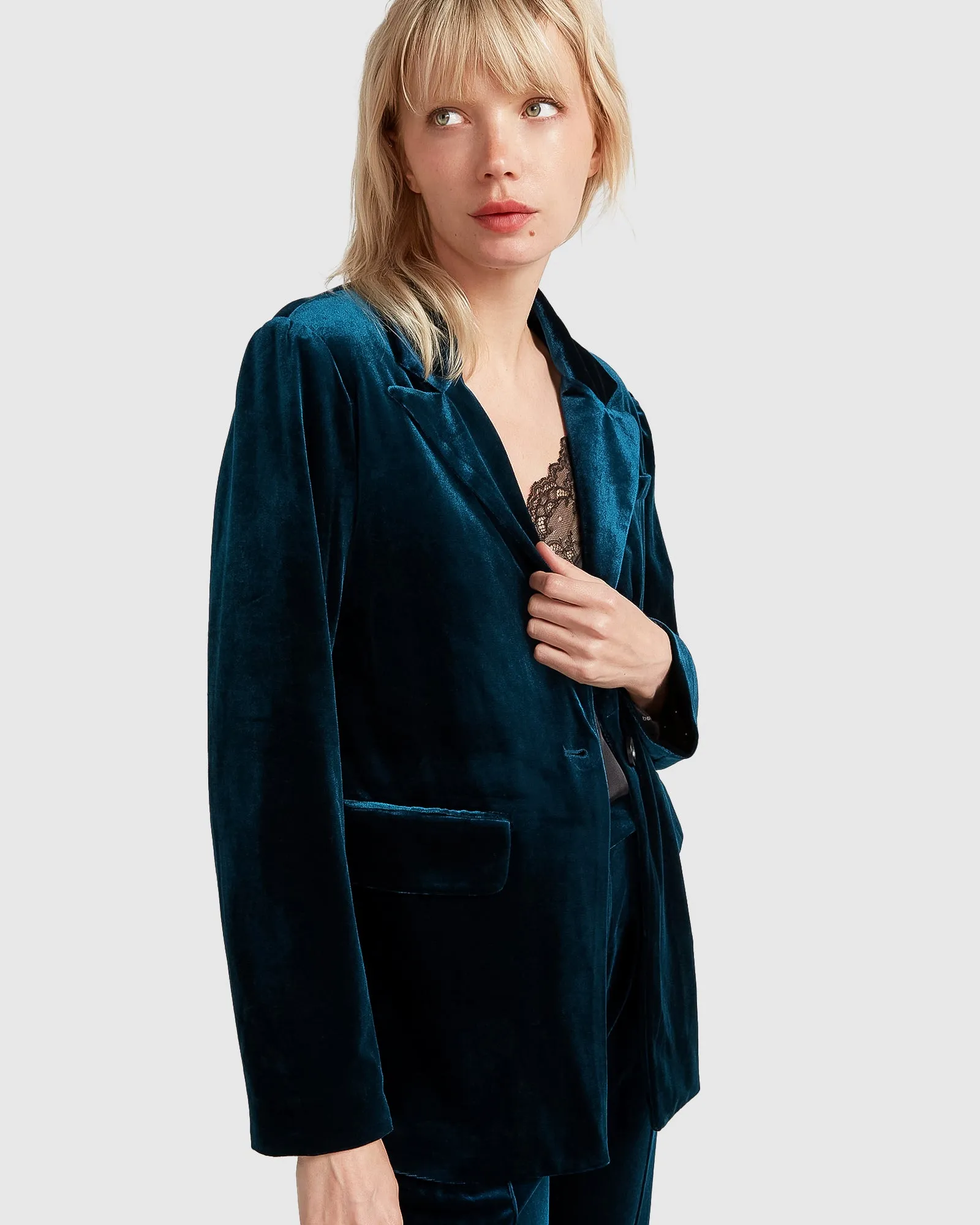 Eternity Velvet Blazer - Dark Teal