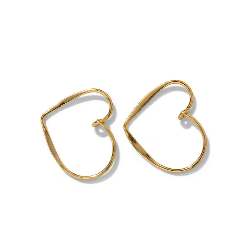 Fine Heart Hoop, 9kt Yellow Gold