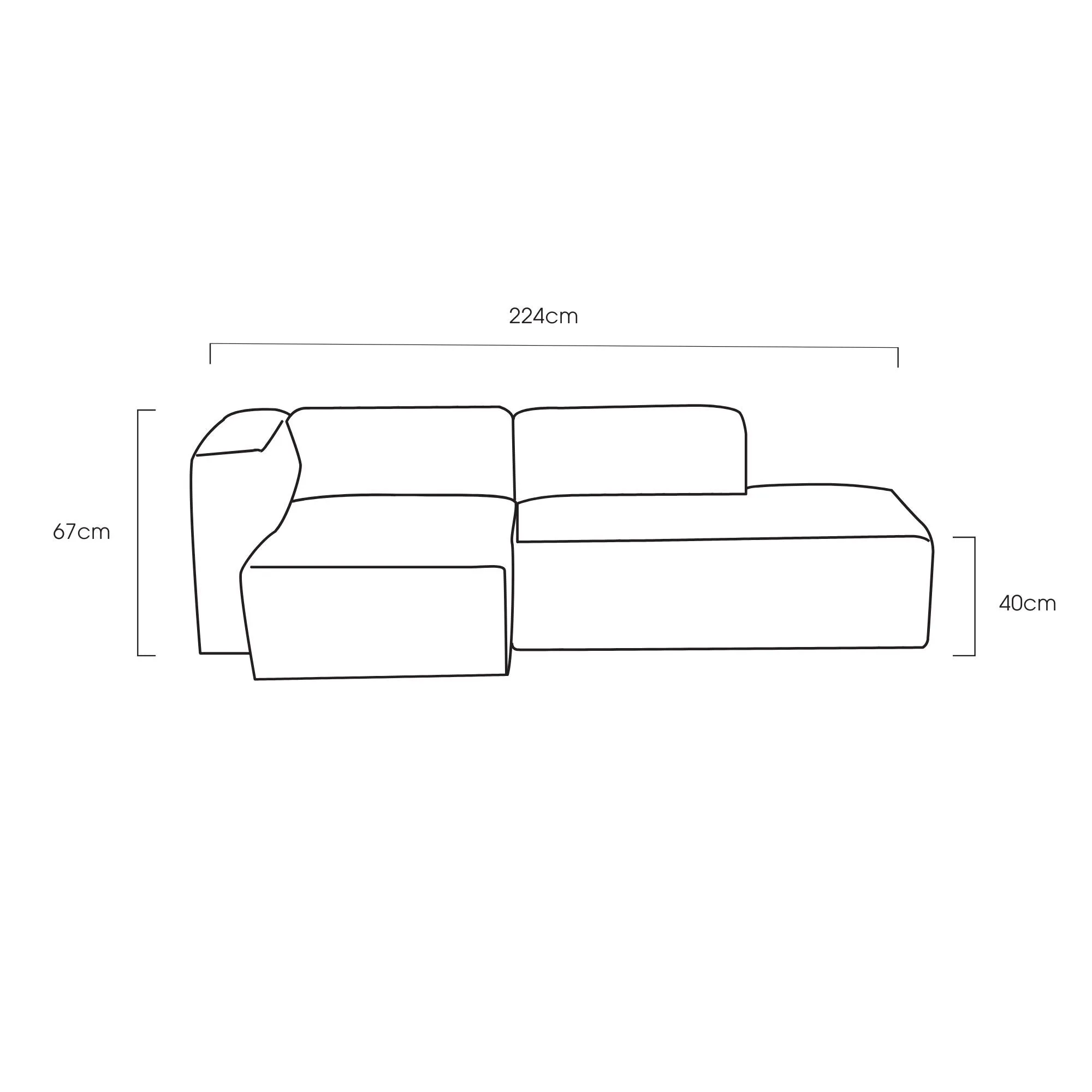 Finnian 2-Seat LH Chaise - Off White