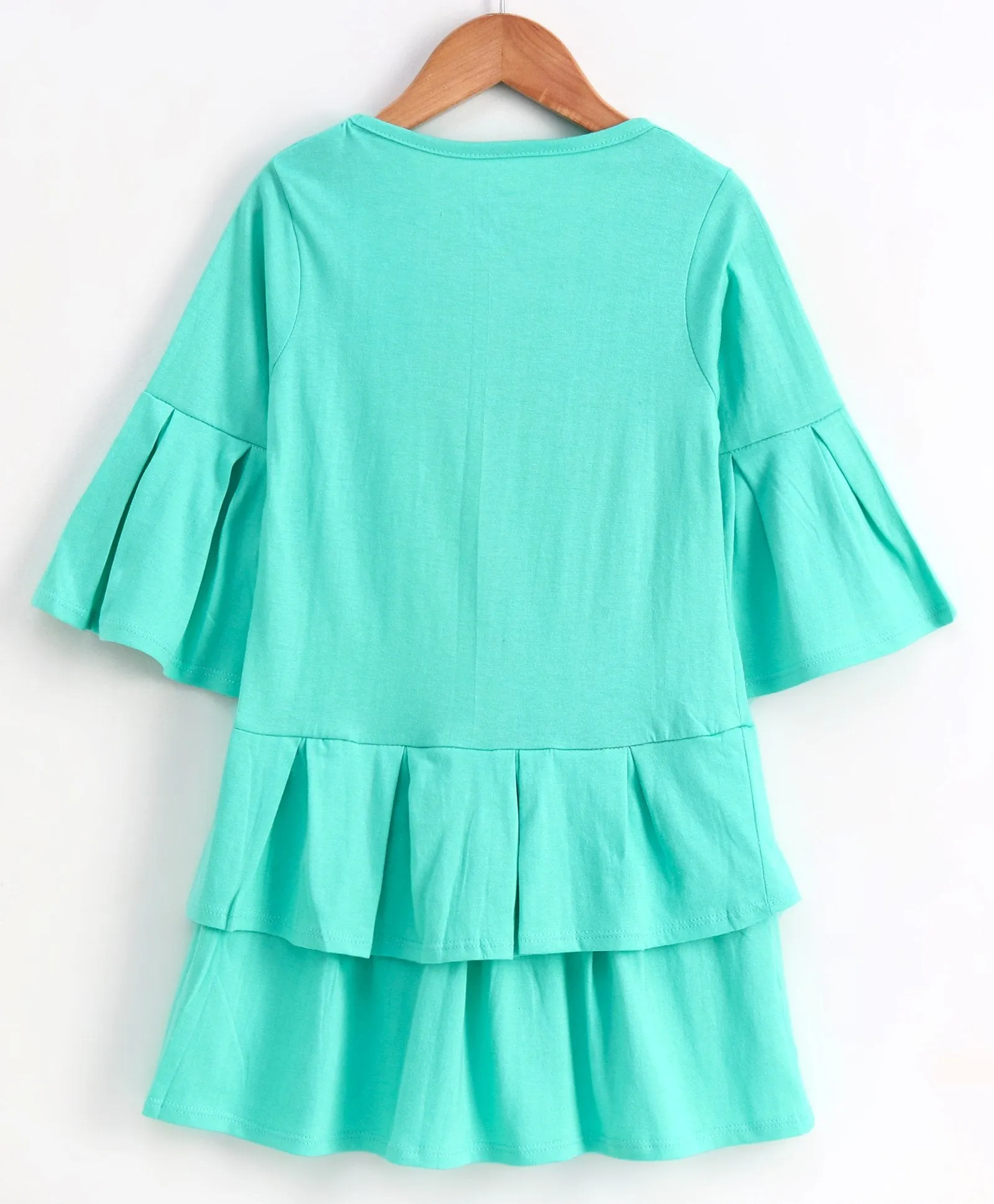 Girls Cotton Pleated Sleeves Jersey Dress with Heart