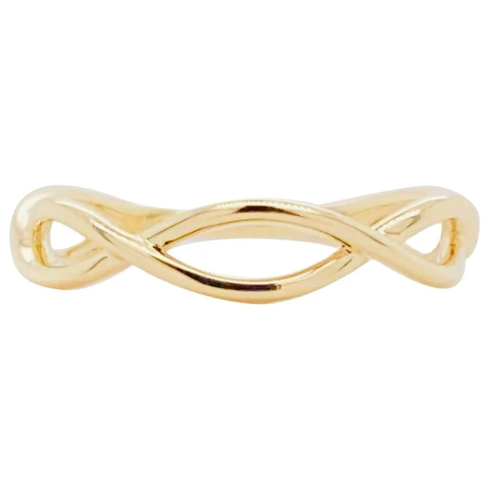 Gold Twisted Ring, 14 Karat Yellow Gold Twisted Stackable Band