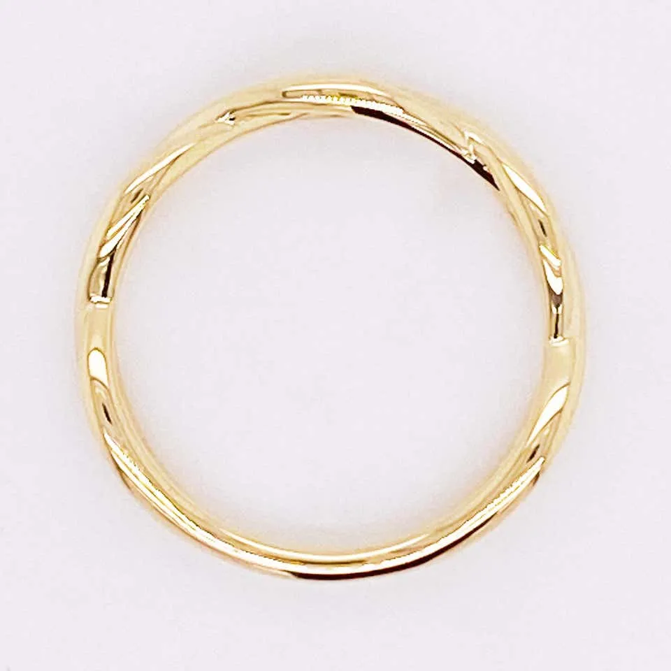 Gold Twisted Ring, 14 Karat Yellow Gold Twisted Stackable Band