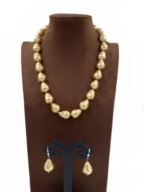 Golden Color Baroque Pearls Necklace By Gehna Shop