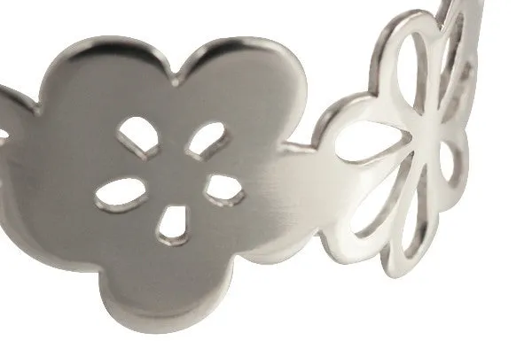 Handmade Solid Sterling Silver Summer flowers Cuff 2