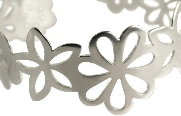 Handmade Solid Sterling Silver Summer flowers Cuff 3