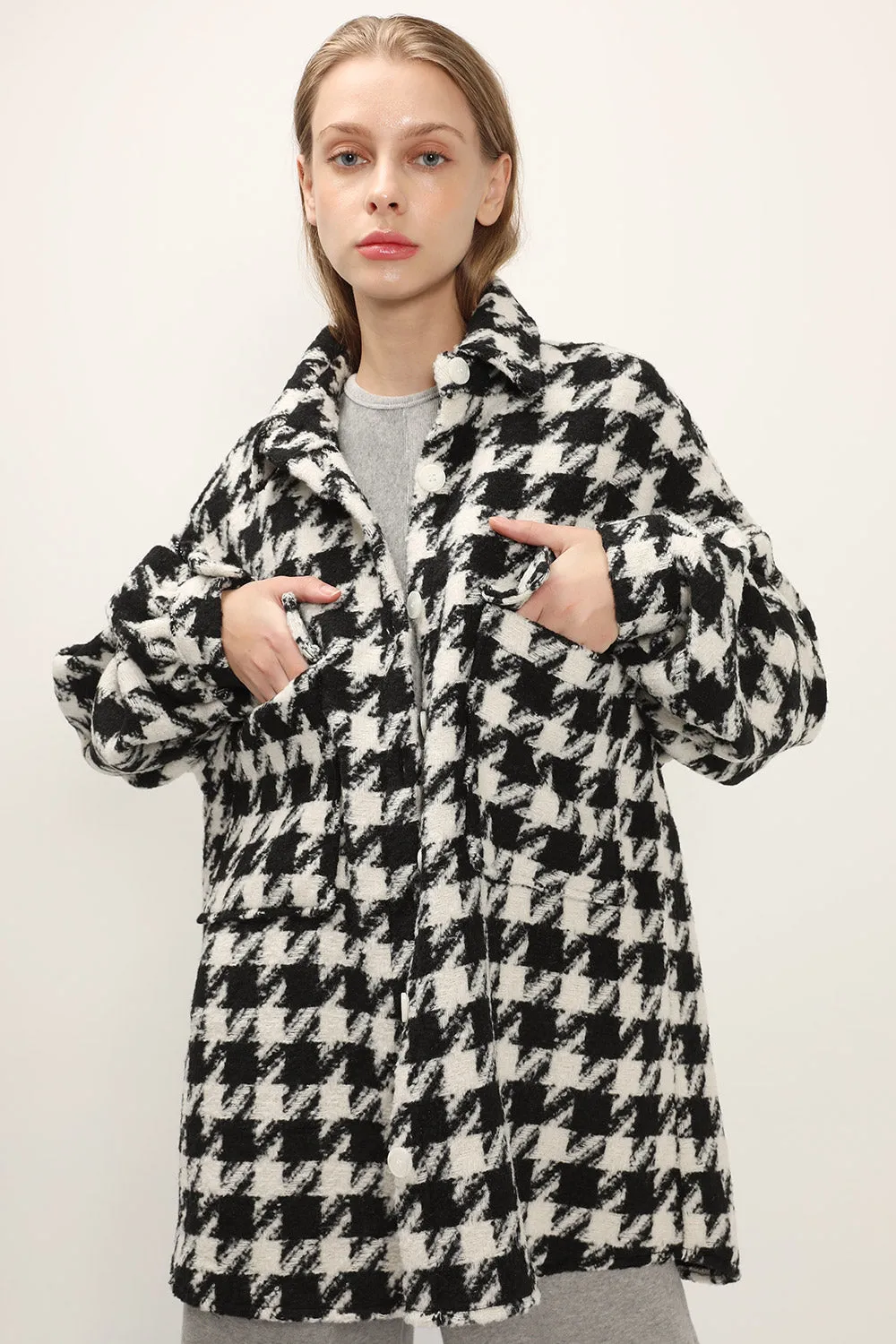 Hannah Houndstooth Shirt Jacket