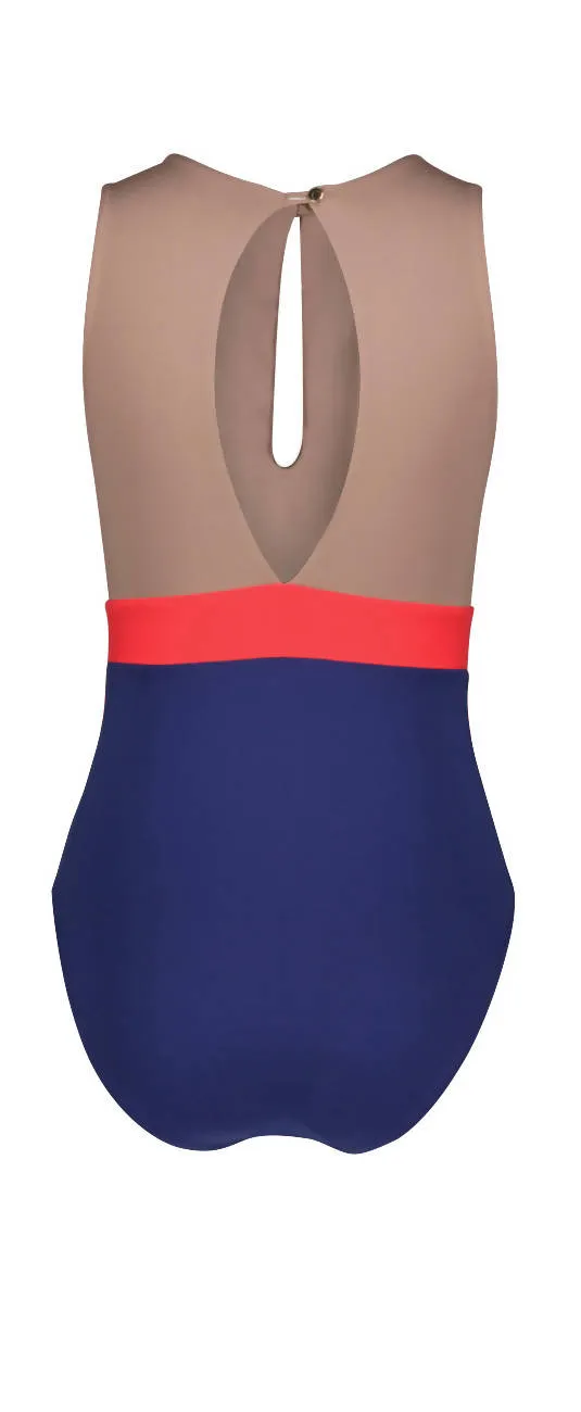 HIGH NECK SWIMSUIT "ENTITLED" WITH COLOR BLOCKING