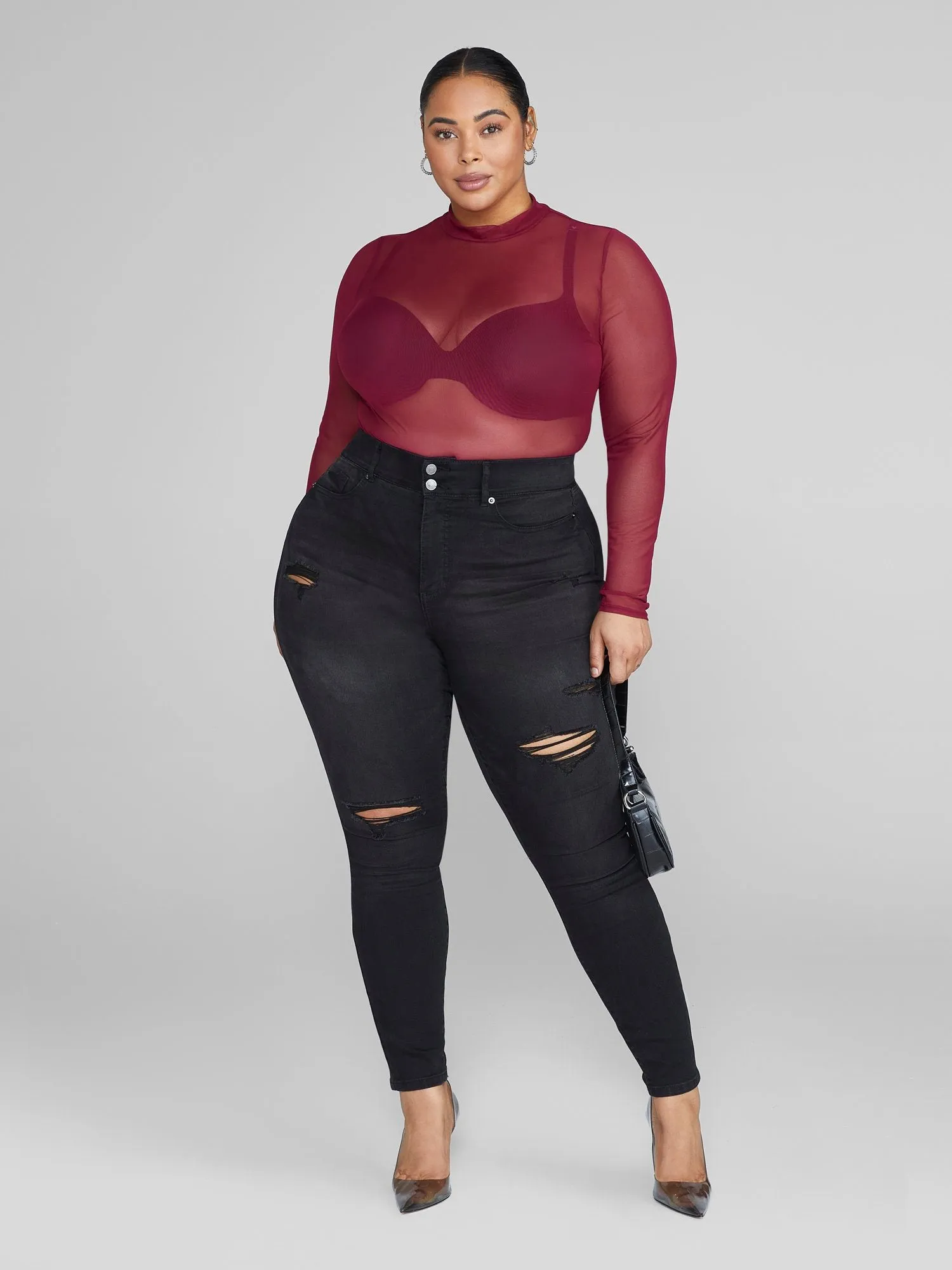 High Rise Curvy Fit Skinny Jeans in Black