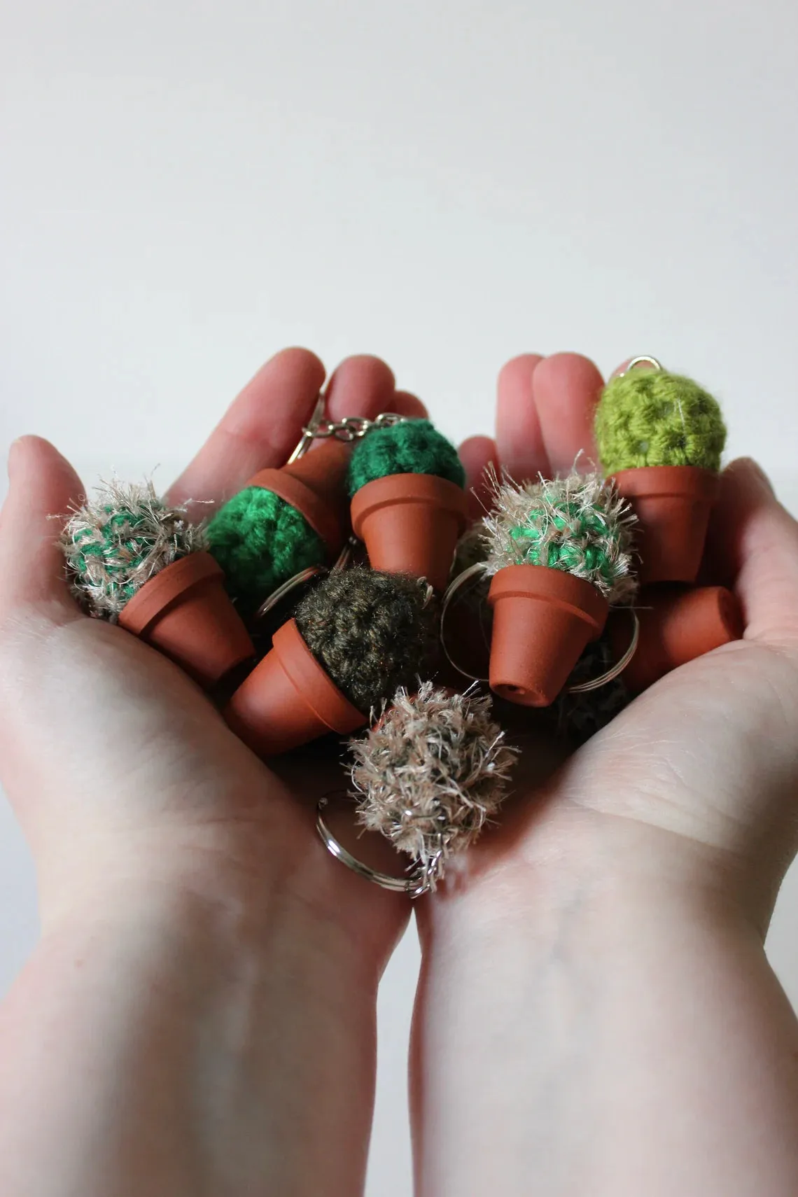 Hooked and Hung Miniature Cactus Keyring