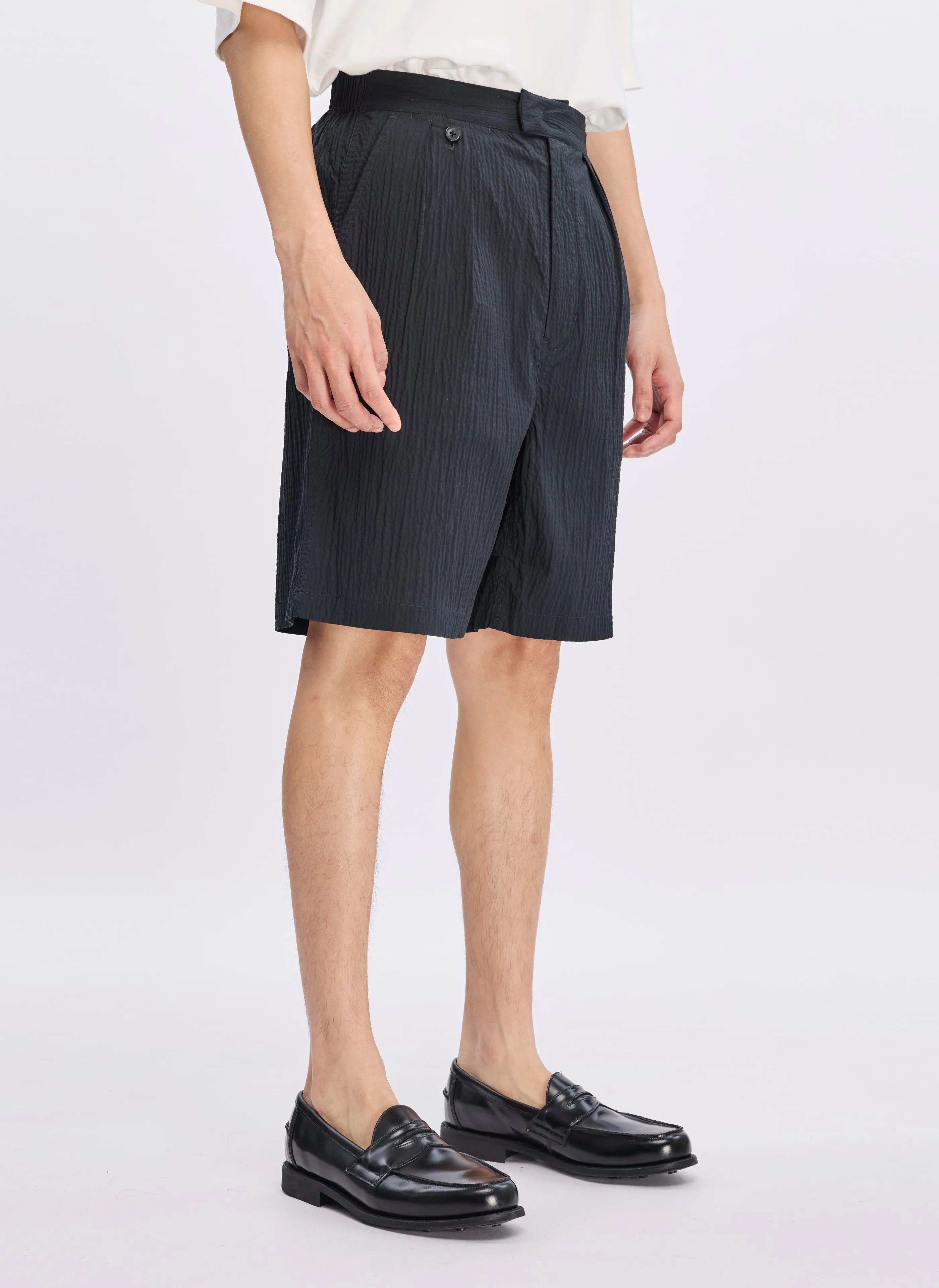 Indigo Cotton Linen Shorts