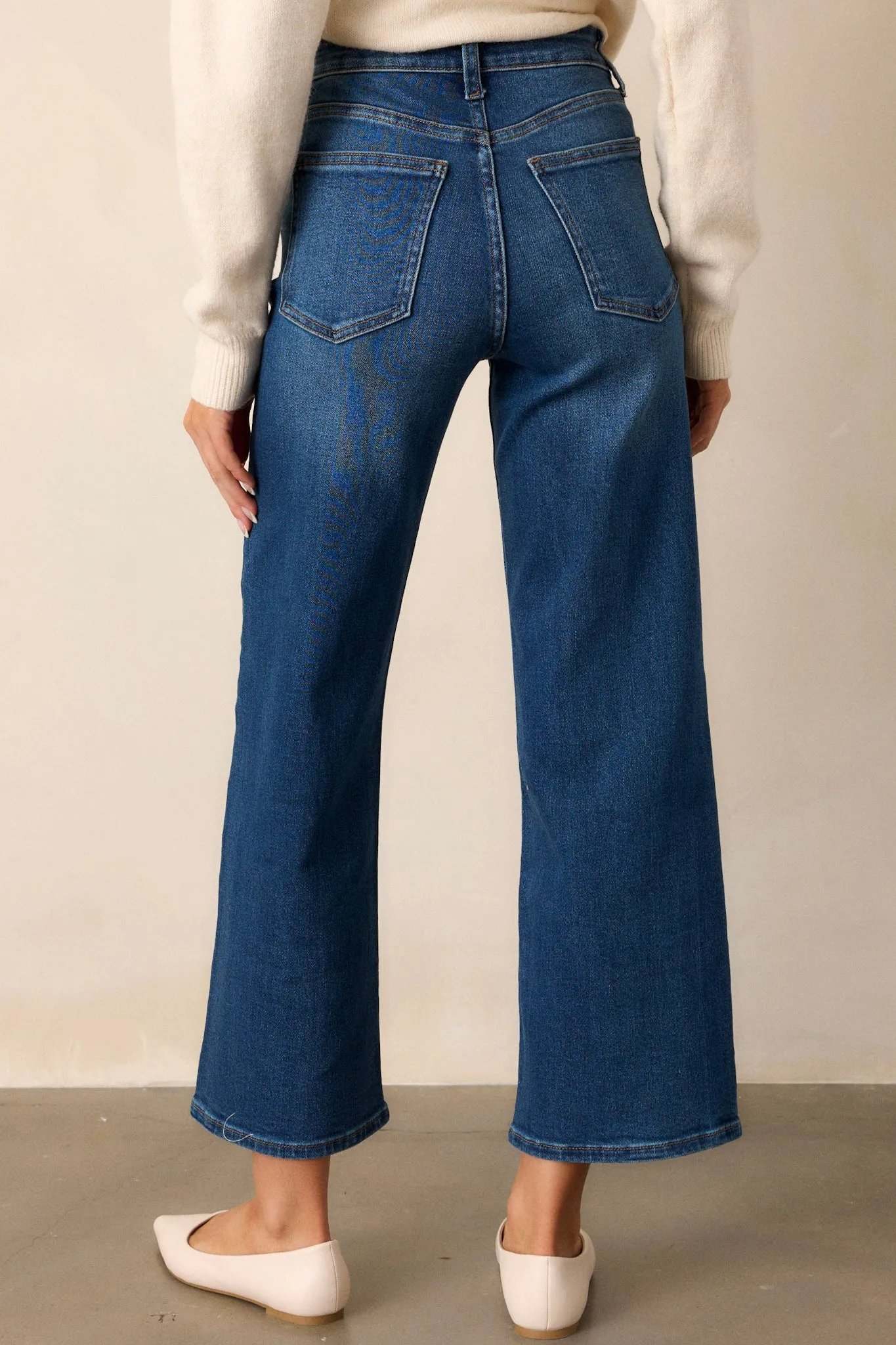 Into The Clouds Dark Wash Cropped Wide Leg Jeans