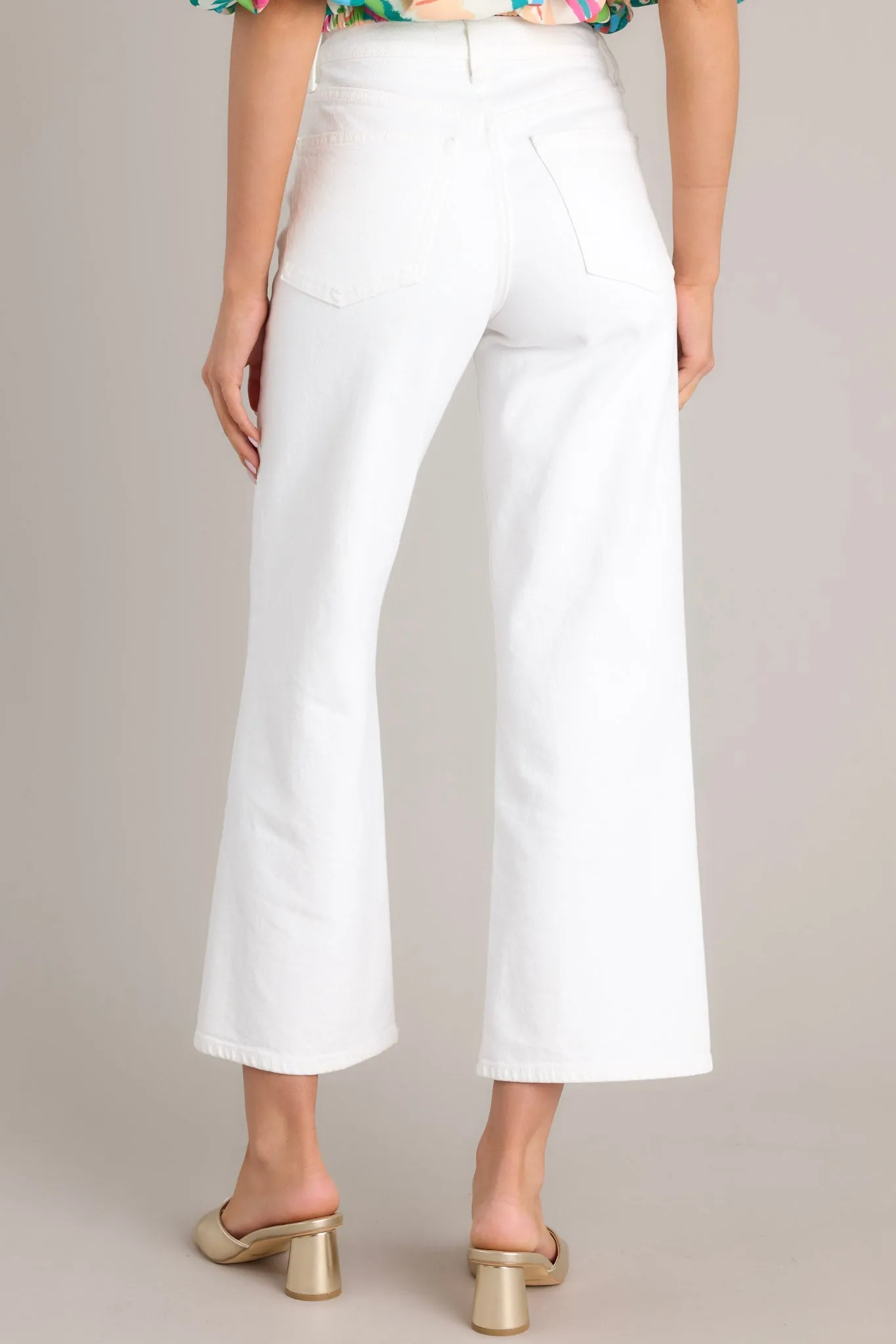 Into The Clouds White Cropped Wide Leg Jeans