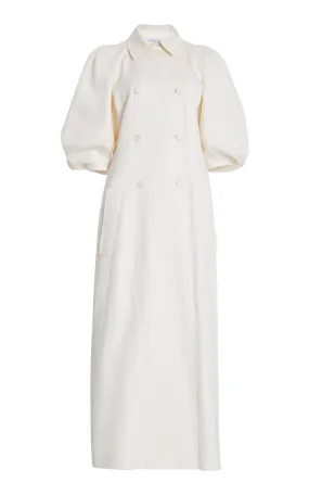 Iona Trench Coat in Ivory Textured Linen