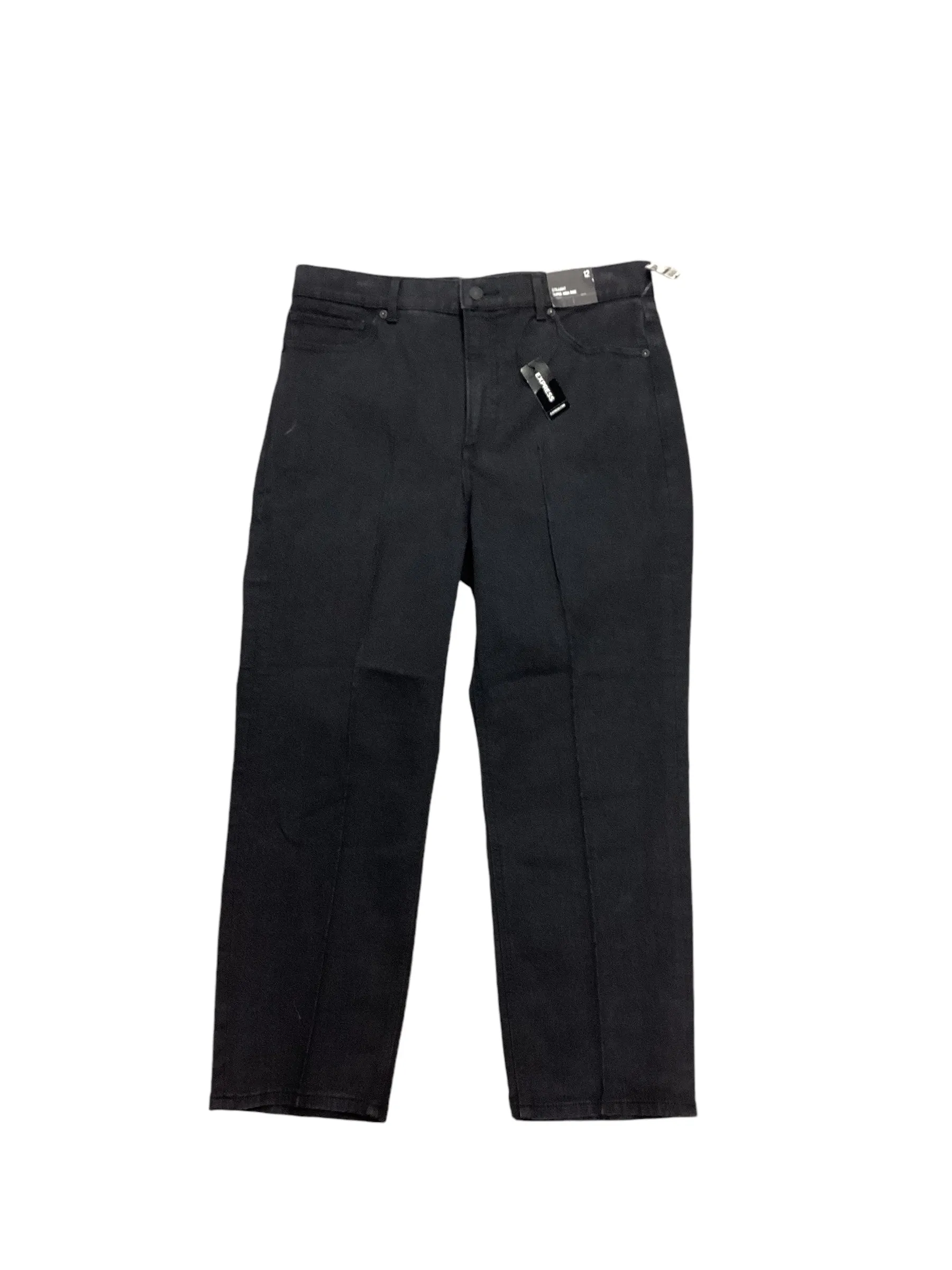 Jeans Straight By Express In Black Denim, Size: 12