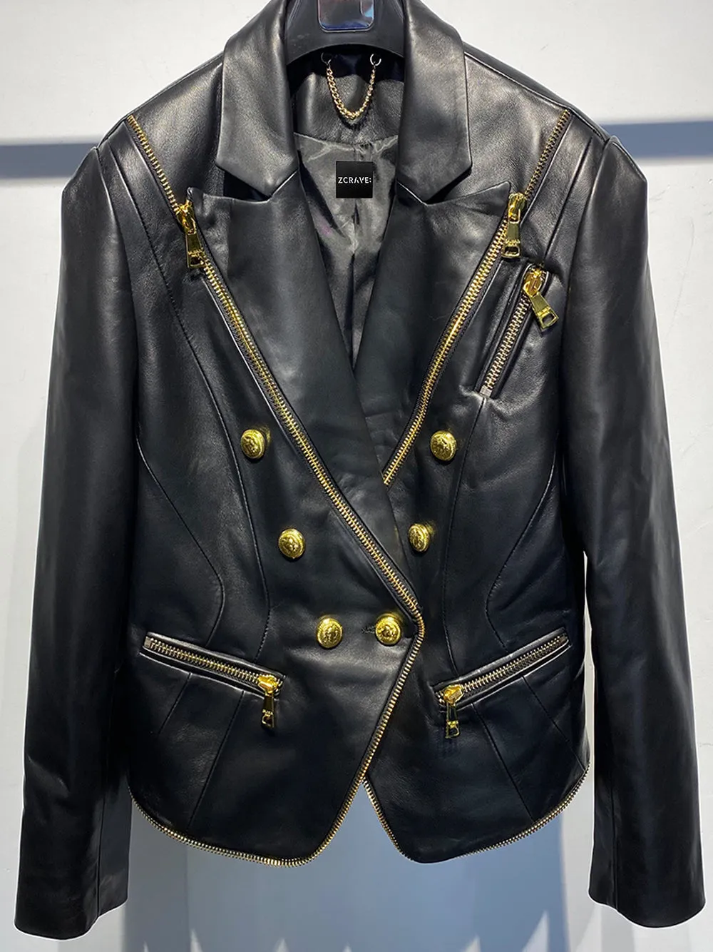 KAITO Double Breasted Leather Blazer