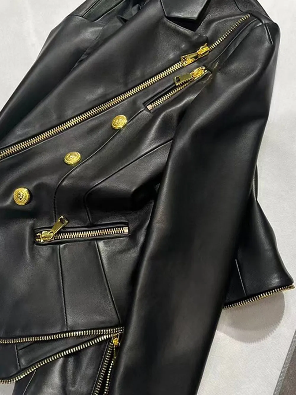 KAITO Double Breasted Leather Blazer