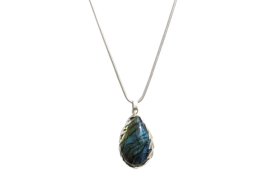 Labradorite and laurel leaves Pendant