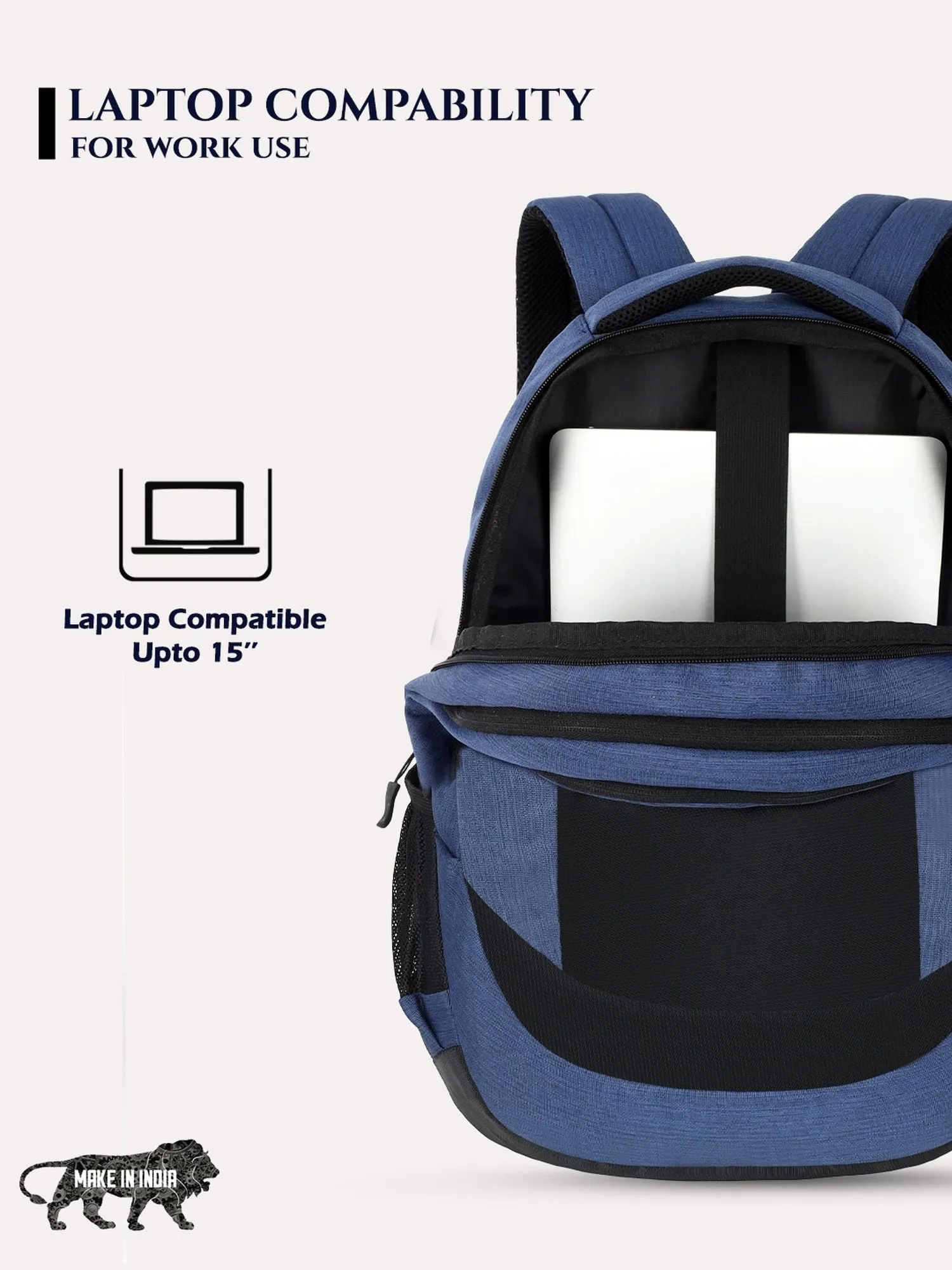 Lavie Sport Pinnacle 34L Laptop Backpack For Men & Women | College Bag For Boys & Girls Navy