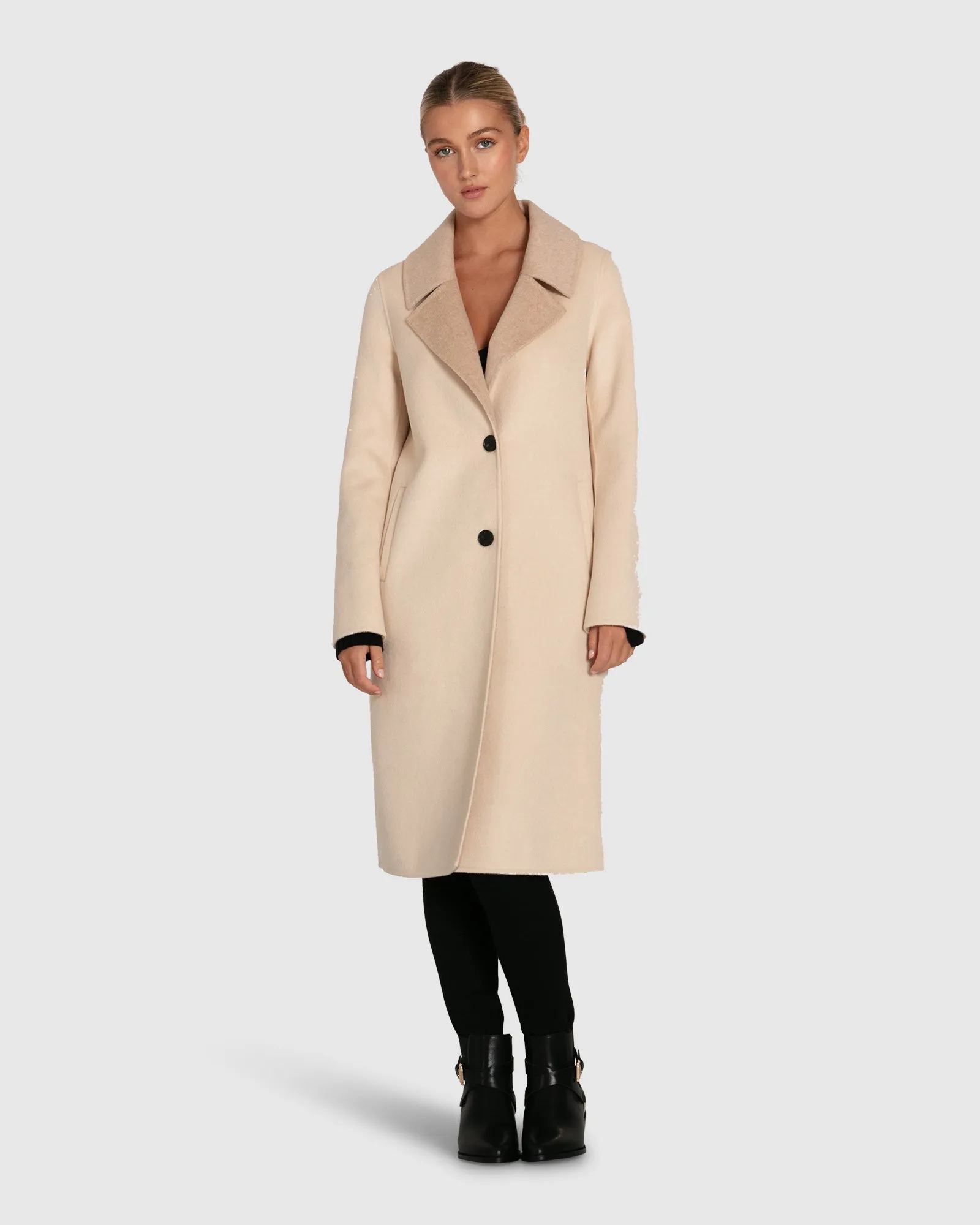 Lexington Two-Tone Wool Blend Coat - Beige