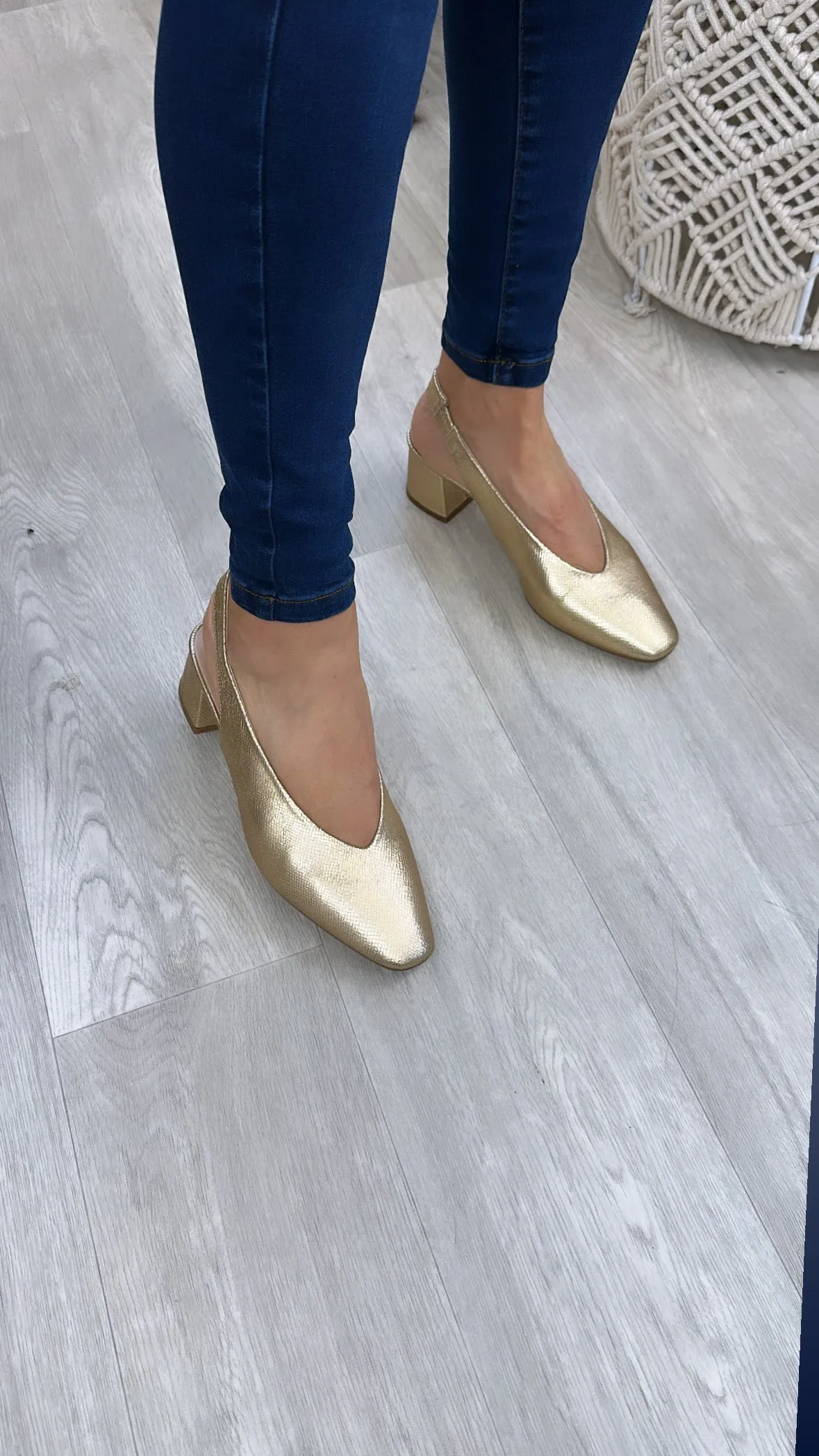 Loyola Gold Slingback Pumps