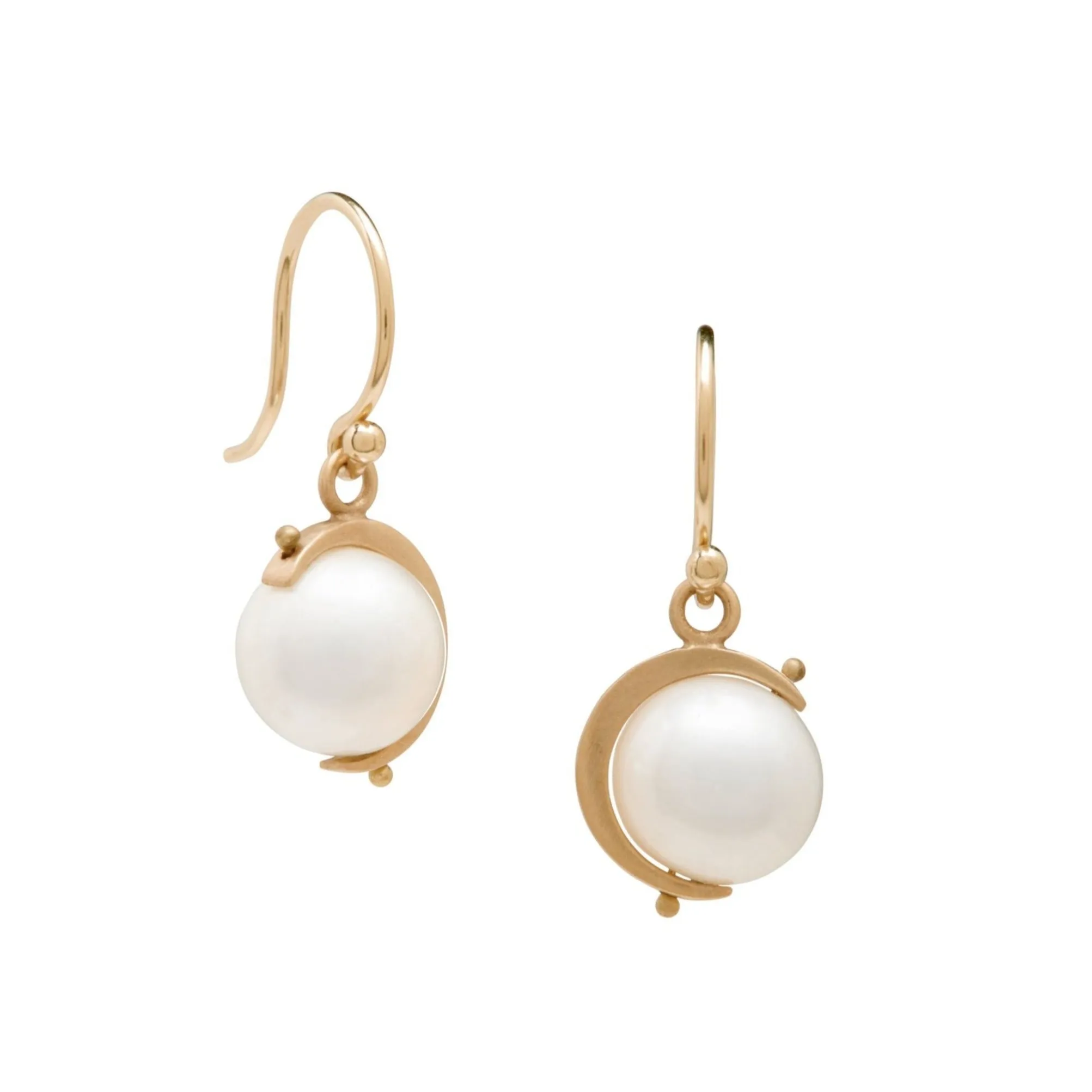 <!--ER413-->sliver moon pearl earrings