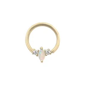 Marquise Opal Diamond Daith Nose Ring hoop