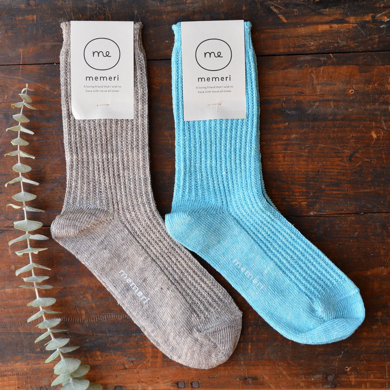 Memeri Ribbed Socks - Linen (Adults)