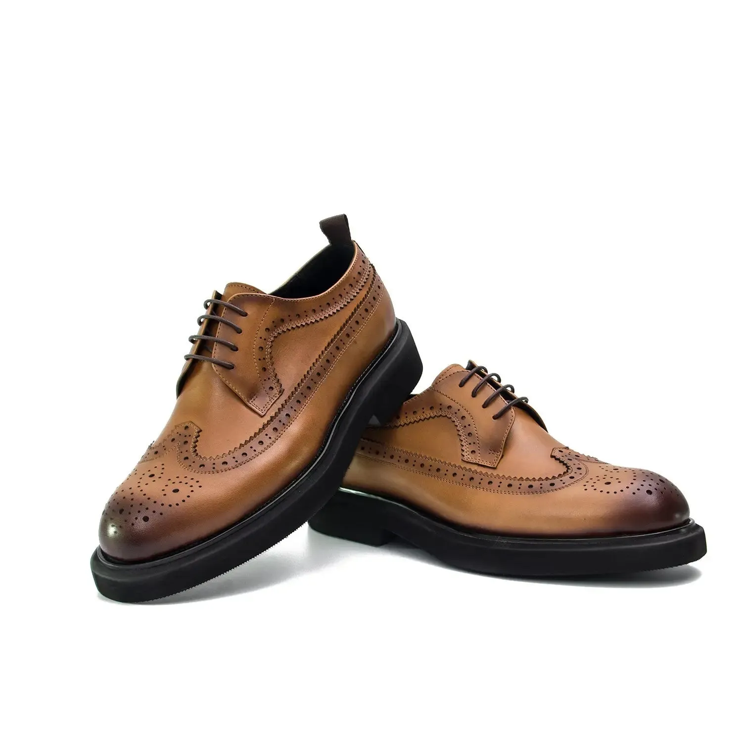 Men's brown brogue leather dress shoes