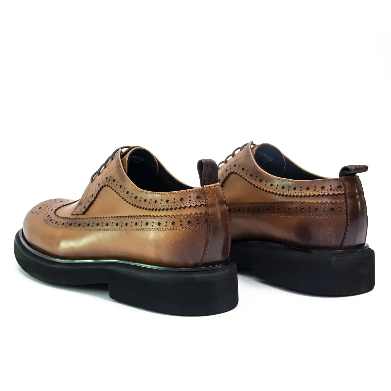 Men's brown brogue leather dress shoes